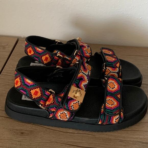 Steve Madden Mona Sandal Vibrant Colorful Womens 6 / Youth 4.5 Three Strap Bold - Picture 11 of 16